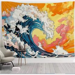 Tenture Murale Japonaise Bolide JDM entre Grande Vague et Mont Fuji