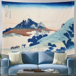 Tenture Murale Japonaise Voyageurs au Pied du Mont Fuji