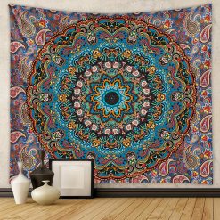 Tenture Murale Mandala Cachemire Azur
