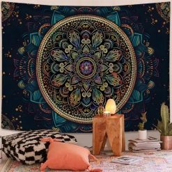 Tenture Murale Mandala Éclipse Saphir