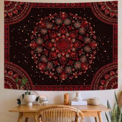 Tenture Murale Mandala Éclosion Rubis