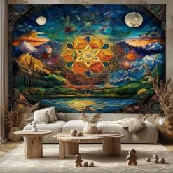 Tenture Murale Mandala Géométrie Sacrée Cosmique
