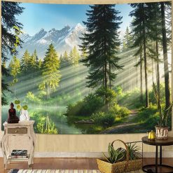 Tenture Murale Nature Lac de Montagne Ensoleillé et Rayons Lumineux