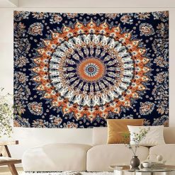 TentureMurale Mandala Bohème Orange Ornements