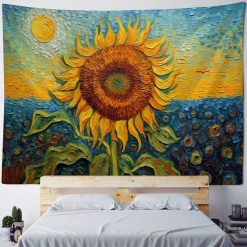 Tenture Murale Paysage « Tournesol Géant au Soleil Couchant »