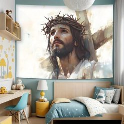Tenture Murale Art Chrétien « Jésus à la Couronne d’Épines »