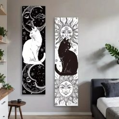 Tenture Murale Astrologie « Chats du Soleil et de la Lune » - Lot de 2 !