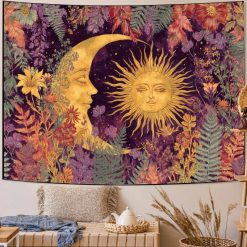 Tenture Murale Bohème Jardin Céleste du Soleil et de la Lune