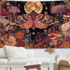 Tenture Murale Bohème Papillon de Nuit au Jardin Enchanté