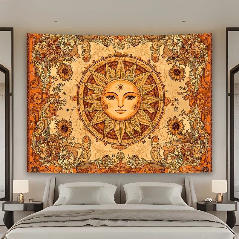 Tenture Murale Bohème Soleil Sacré aux Tournesols