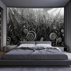 Tenture Murale Design « Jardin aux Spirales Noires »