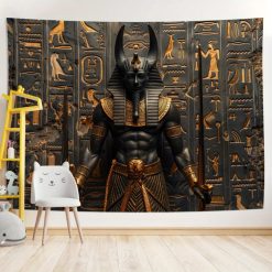 Tenture Murale Égyptienne Anubis, Seigneur des Mystères de l’Au-Delà
