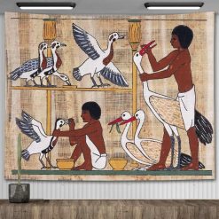 Tenture Murale Égyptienne "Éleveurs d’Oies sur les Rives du Nil"