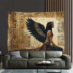 Tenture Murale Égyptienne Isis, Déesse aux Ailes Sacrées