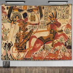 Tenture Murale Égyptienne Pharaon à la Chasse sur son Char Royal