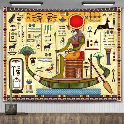 Tenture Murale Égyptienne "Rê, Dieu Solaire Naviguant sur le Nil"