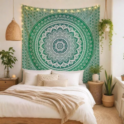 Tenture Murale Mandala « Harmonie d’Émeraude »