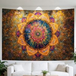 Tenture Murale Mandala « Joyau d’Or Mystique »