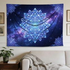 Tenture Murale Mandala « Lotus Astral de Saphir »