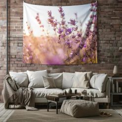 Tenture Murale Paysage Nature « Lavandes au Soleil Couchant »