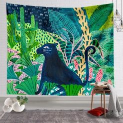 Tenture Murale Paysage « Panthère Noire dans la Jungle Tropicale »