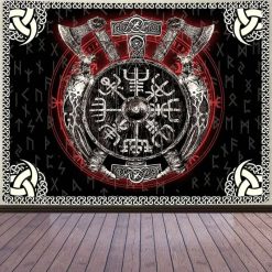 Tenture Murale Viking Arsenal d’Odin au Bouclier Runique