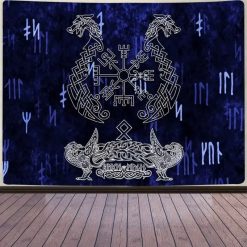 Tenture Murale Viking Boussole d’Odin aux Dragons Nordiques