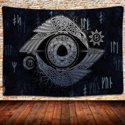 Tenture Murale Viking "Corbeaux d’Odin et Anneau Runique"