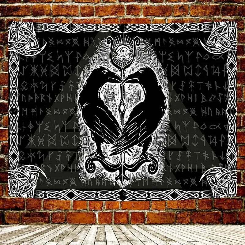 Tenture Murale Viking "Corbeaux d’Odin et Œil Mystique"