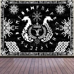 Tenture Murale Viking Dragons Gardiens du Vegvísir