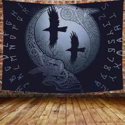 Tenture Murale Viking Les Deux Corbeaux d’Odin