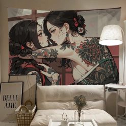 Tenture murale Japonaise Duo de Geishas Tatouées