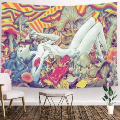 Tenture Murale Bohème Femme aux Champignons Géants