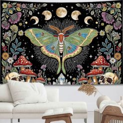 Tenture Murale Bohème Papillon Lunaire au Jardin des Crânes