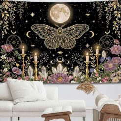 Tenture Murale Bohème Papillon Mystique au Clair de Lune