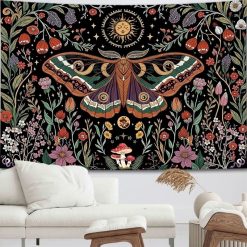 Tenture Murale Bohème Papillon Solaire au Jardin Fleuri