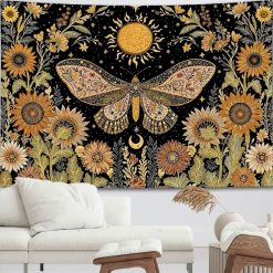 Tenture Murale Bohème Papillon Solaire aux Tournesols Dorés