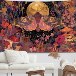 Tenture Murale Bohème Papillon de Nuit à la Lune Dorée
