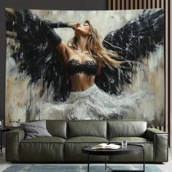 Tenture Murale Gothique « Ange Noir en Extase »