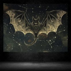 Tenture Murale Gothique Chauve-souris Constellations Étoiles Nuit