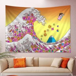 Tenture Murale Japonaise « Grande Vague Flower Power »