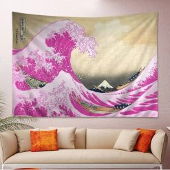 Tenture Murale Japonaise « Grande Vague Rose de Kanagawa »