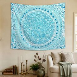 Tenture Murale Mandala « Dentelle Turquoise »