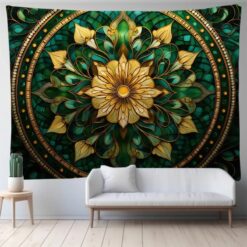 Tenture Murale Mandala « Fleur Impériale d’Émeraude »