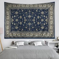 Tenture Murale Mandala « Jardin Persan Bleu Nuit »