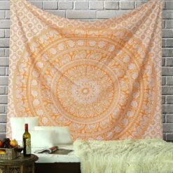Tenture Murale Mandala « Ronde des Éléphants Safran »