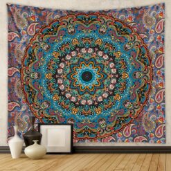 Tenture Murale Mandala « Rosace Cachemire Turquoise »