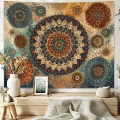Tenture Murale Mandala « Rosaces Bohèmes Vintage »