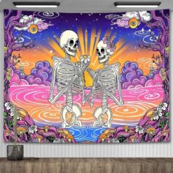 Tenture Murale Tête de Mort « Amour Psychédélique »
