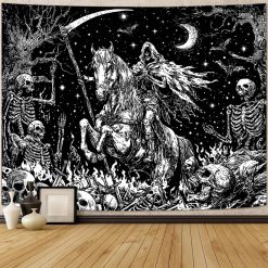 Tenture Murale Tête de Mort – Cavalier de la Mort sous la Lune Noire